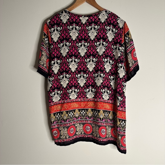 Women’s Embroidered Sequin Multi-Colour Print Boho Top Large - Picture 2 of 7